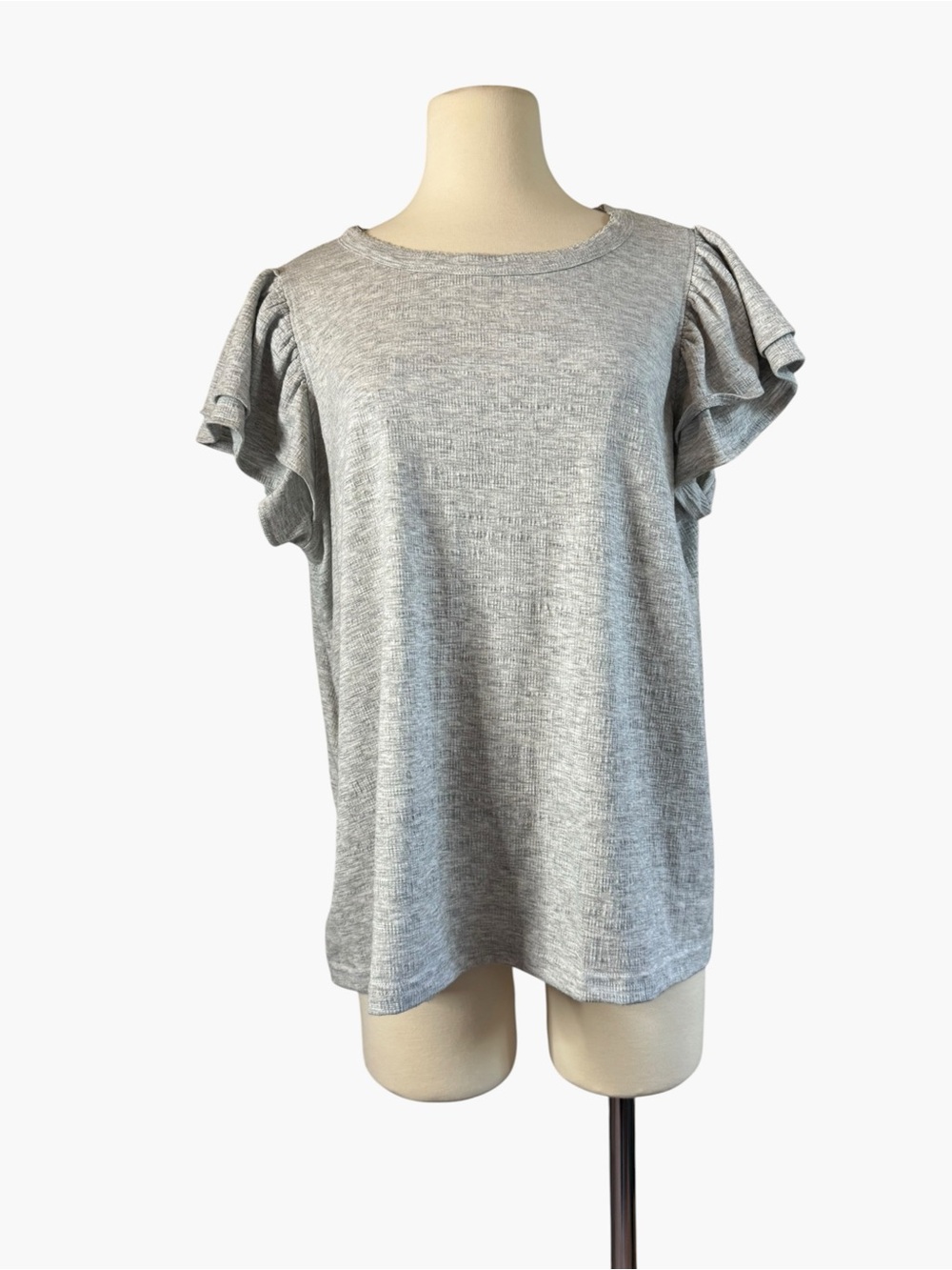 Jane + Delancey Gray Ruffle Sleeve Women's Top